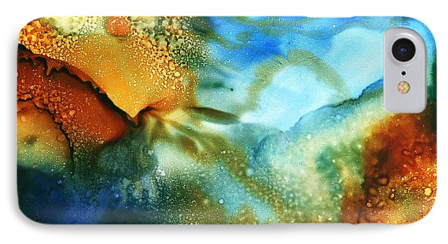 Art; Painting; Alcohol Ink; Abstract Painting; Yupo; Small Art; Wall Art; Office Dcor; Home Dcor; Modern Art; Apartment Art; Original Art; Spray Paint iPhone 7 Case featuring the painting Cosmos I by Yolanda Koh