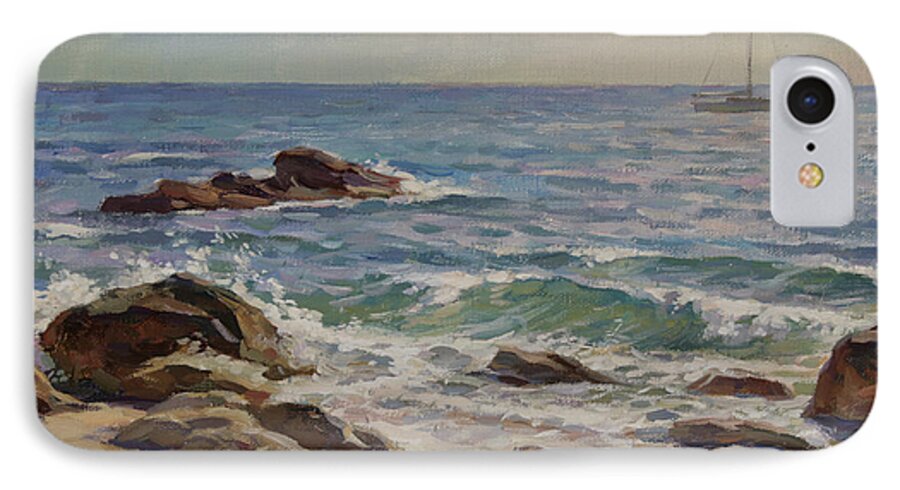 Seascape iPhone 7 Case featuring the painting Costal scene by Serguei Zlenko