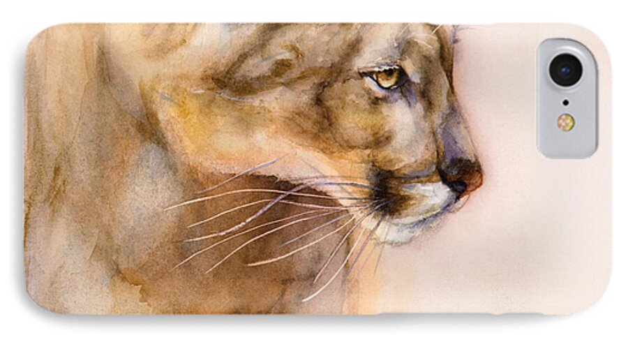 Cougar iPhone 7 Case featuring the painting Cougar on the Prowl by Bonnie Rinier