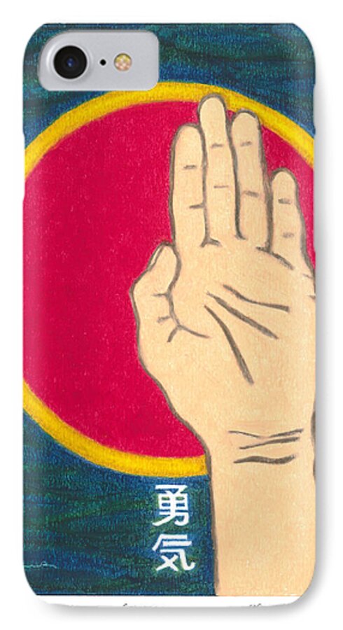 Buddha iPhone 7 Case featuring the painting Courage - Mudra Mandala by Carrie MaKenna