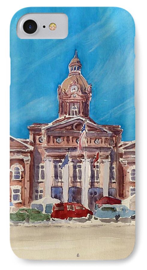 Coweta County iPhone 7 Case featuring the painting Coweta County Courthouse Painting by Sally Simon