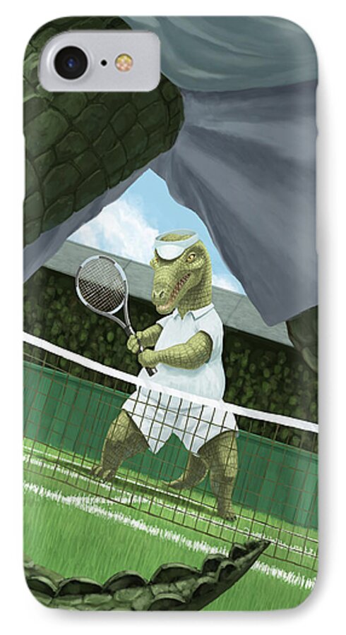 Crocodiles iPhone 7 Case featuring the painting Crocodiles Playing Tennis At Wimbledon by Martin Davey