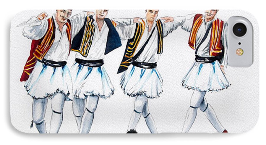 Greek Presidential Guards iPhone 7 Case featuring the painting Dancing Evzones by Maria Barry