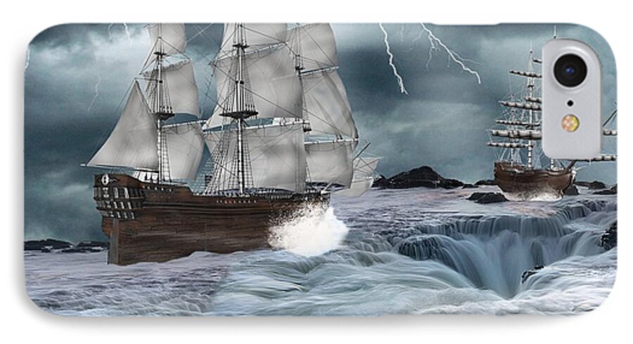 Ships iPhone 7 Case featuring the digital art Danger Ahead by Davandra Cribbie