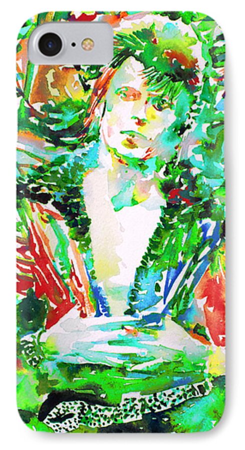 David iPhone 7 Case featuring the painting David Bowie Watercolor Portrait.2 by Fabrizio Cassetta