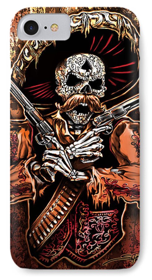 Day Of The Dead iPhone 7 Case featuring the painting Day of the Dead Gunslinger by Michael Spano