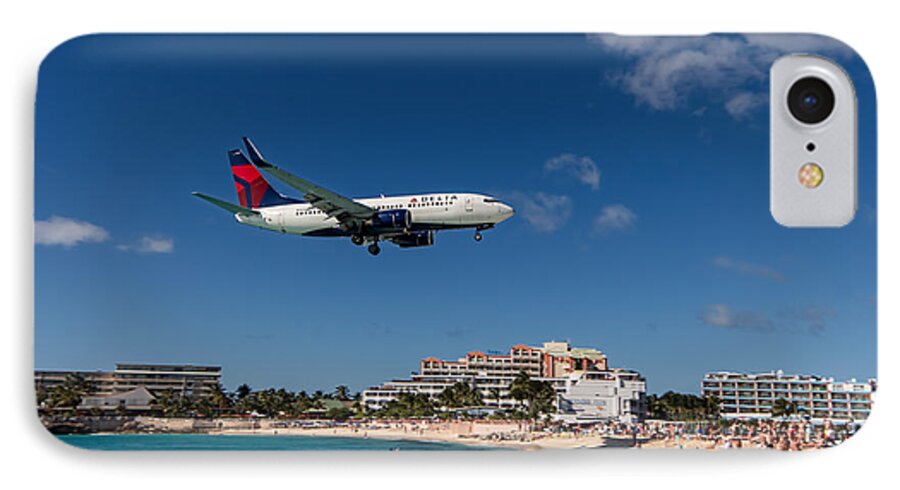 Delta Air Lines iPhone 7 Case featuring the photograph Delta 737 St. Maarten landing by David Gleeson