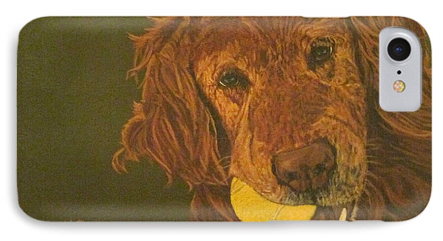 Dog iPhone 7 Case featuring the painting Did somebody say BALL? by Wendy Shoults