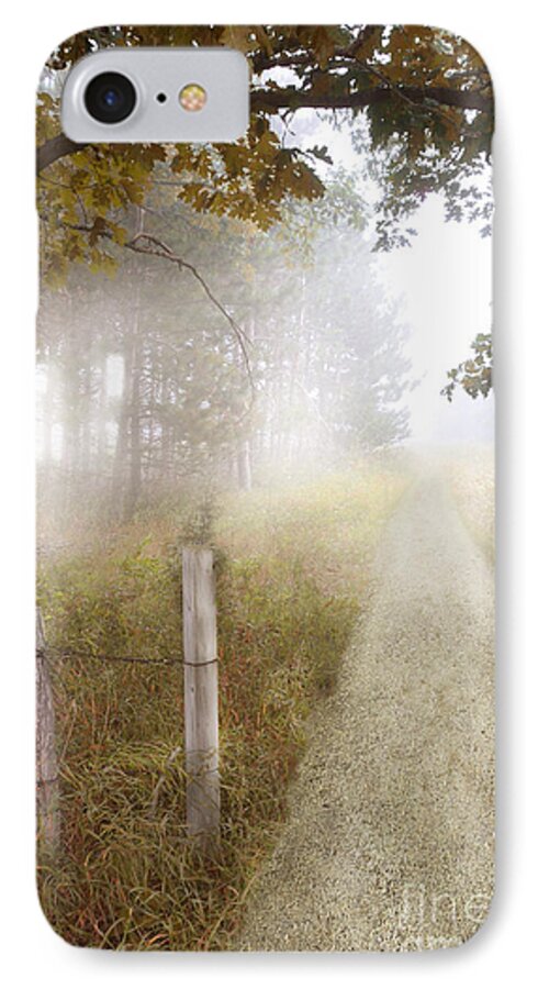 Outside iPhone 7 Case featuring the photograph Dirt Road in Fog by Jill Battaglia