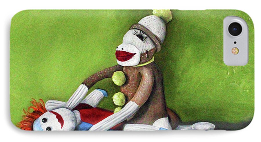 Sock Doll iPhone 7 Case featuring the painting Dirty Socks by Leah Saulnier The Painting Maniac