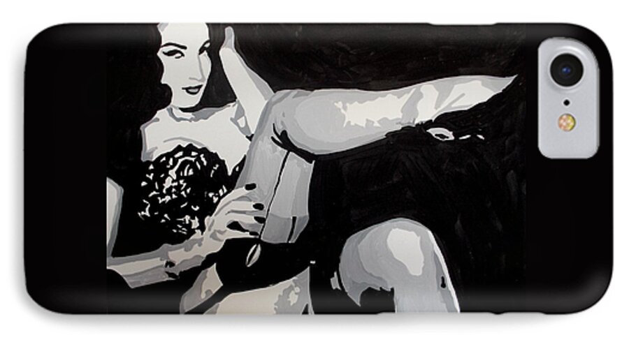 Dita Von Teese iPhone 7 Case featuring the painting Dita Vo Teese by Marisela Mungia