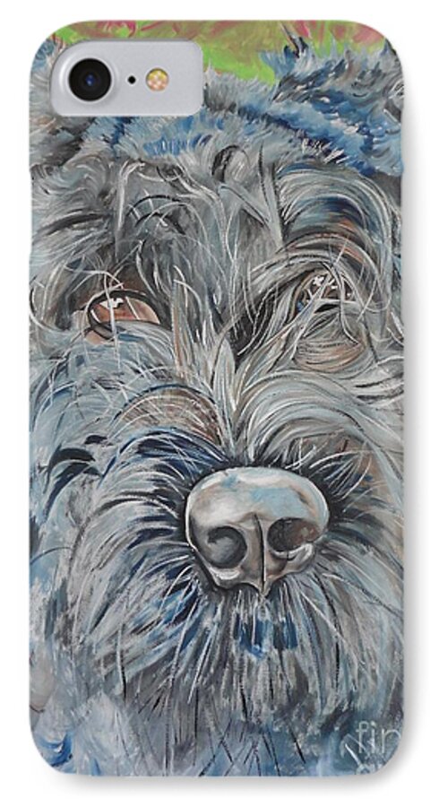 Flanders iPhone 7 Case featuring the painting DOG of FLANDERS the BOUVIER by PainterArtist FIN