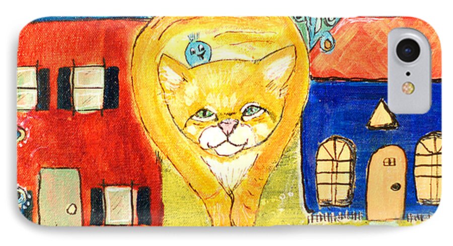 Cat Art iPhone 7 Case featuring the painting Don't Fence Me In by Lou Belcher