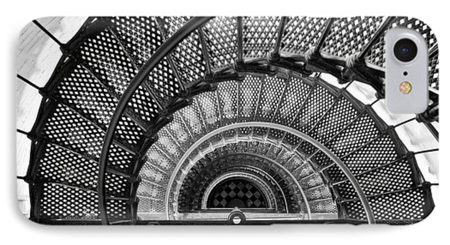 Stairs iPhone 7 Case featuring the photograph Downward Spiral BW by Douglas Stucky