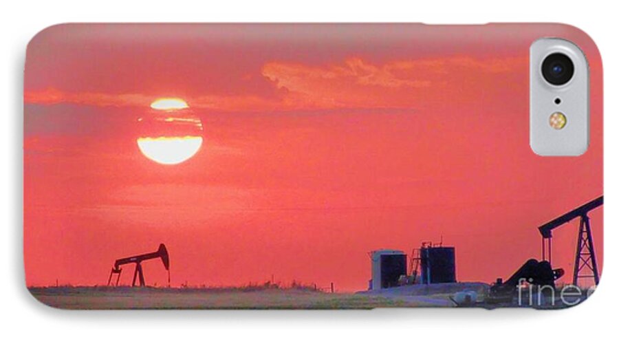 Drilling Rigs iPhone 7 Case featuring the photograph Rising Full Moon in Oklahoma by Janette Boyd