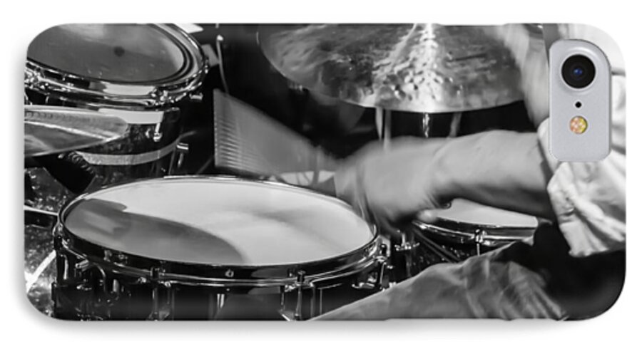 Drum Set iPhone 7 Case featuring the photograph Drummer at work by Photographic Arts And Design Studio