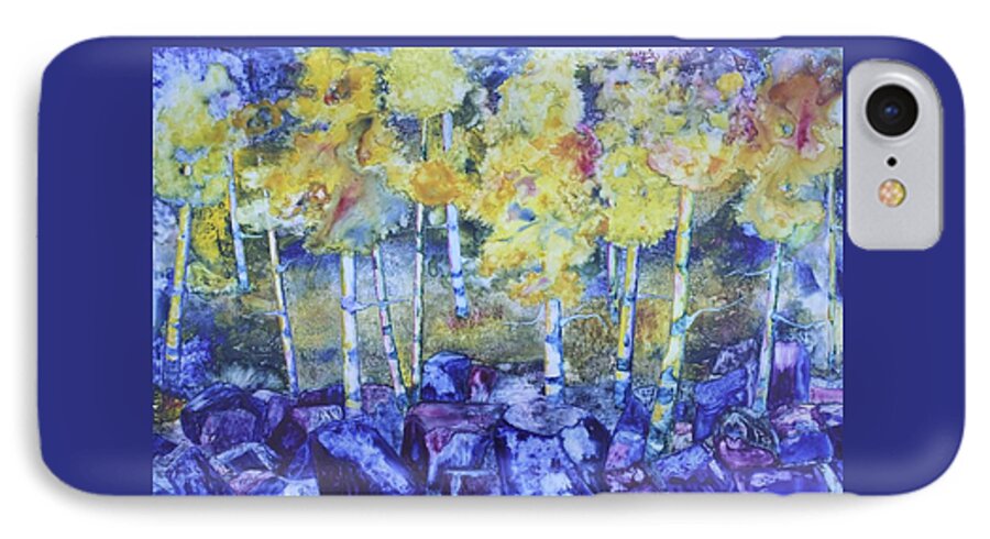 Aspen iPhone 7 Case featuring the painting Dry Creek Aspens by Nancy Jolley