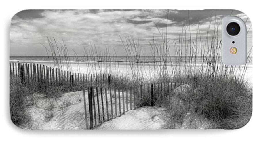 Clouds iPhone 7 Case featuring the photograph Dune Fences by Debra and Dave Vanderlaan