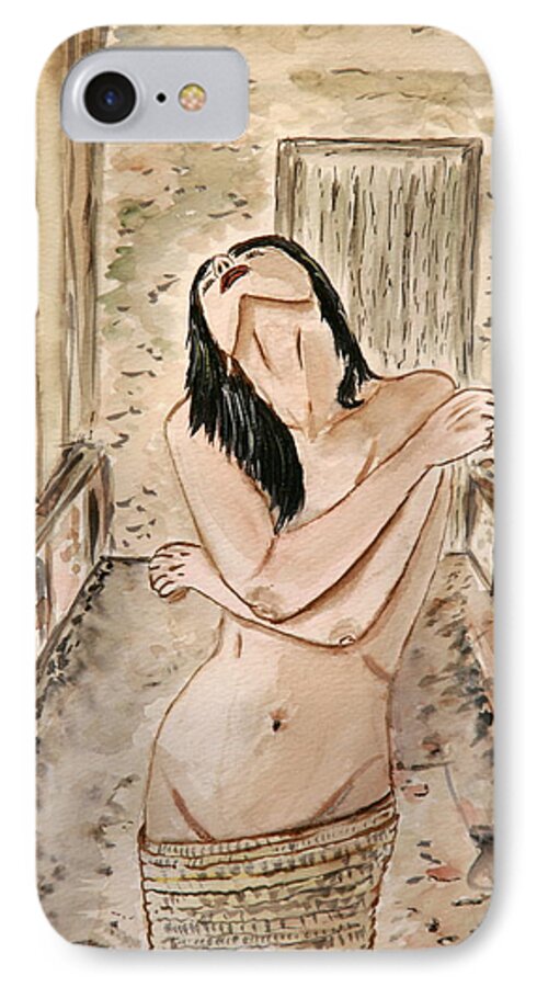 Nude Framed Prints iPhone 7 Case featuring the painting Dust In The Wind. by Shlomo Zangilevitch
