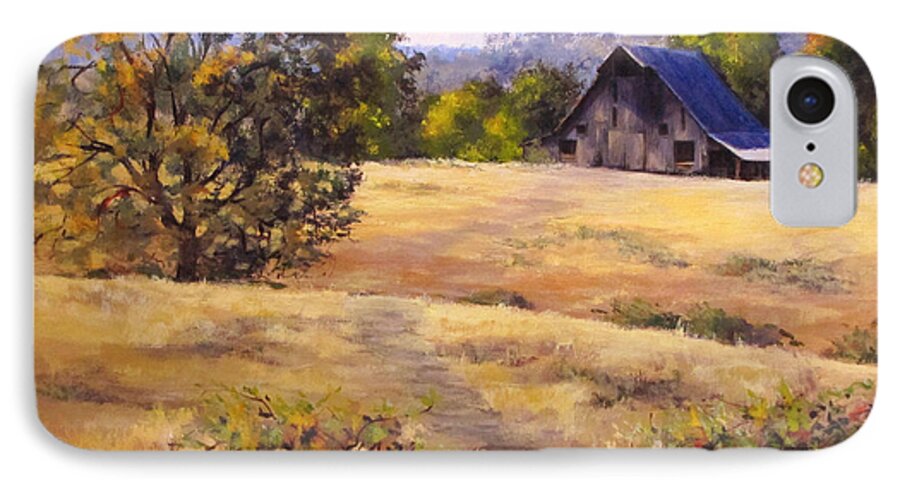 Landscape iPhone 7 Case featuring the painting Edge of Autumn by Karen Ilari