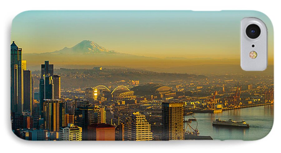 City Of Seattle iPhone 7 Case featuring the photograph Emerald City Shining Bright by Cassius Johnson