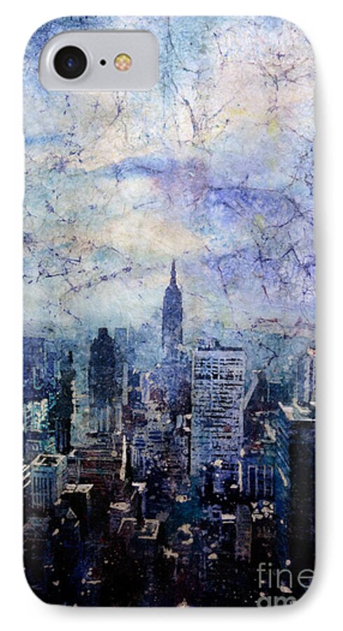 Art Prints iPhone 7 Case featuring the painting Empire State Building in Blue by Ryan Fox