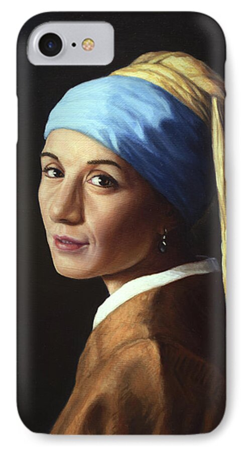 Girl With A Pearl Earring iPhone 7 Case featuring the painting Erika with a pearl earring by James W Johnson