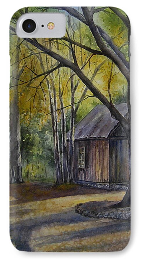 Cabin iPhone 7 Case featuring the painting Eulah's Gold by Mary McCullah