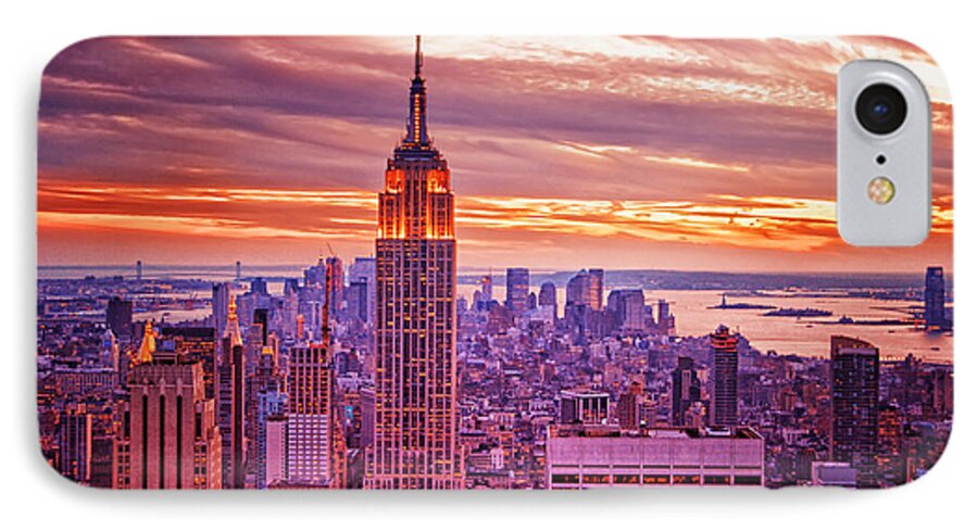 New York City iPhone 7 Case featuring the photograph Evening in New York City by Sabine Jacobs