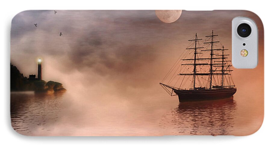 Sailing Ship iPhone 7 Case featuring the painting Evening Mists by John Edwards
