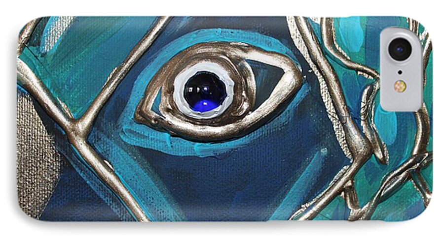 Eye iPhone 7 Case featuring the painting Eye of the Peacock by Cynthia Snyder
