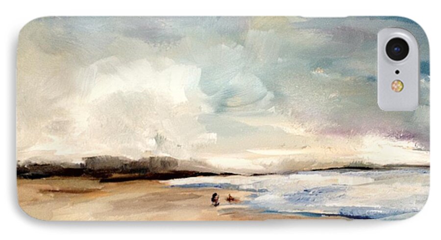 Beach iPhone 7 Case featuring the painting Fall Beach Day Two by Lindsay Frost