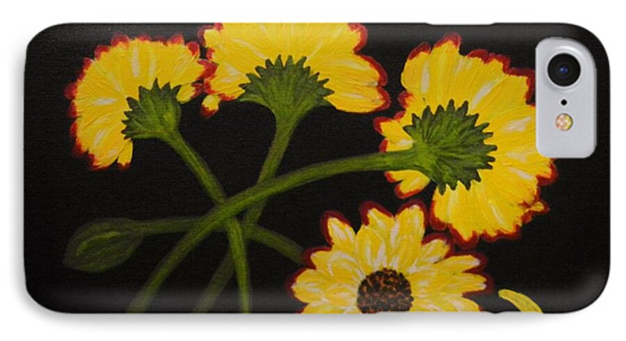 Yellow Flowers Falling iPhone 7 Case featuring the painting Fallen by Celeste Manning