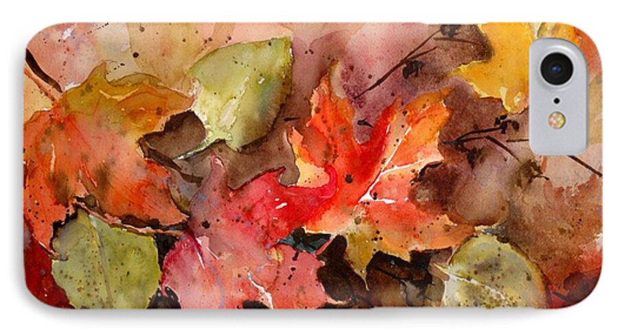 Fall Foliage iPhone 7 Case featuring the painting Falling by Sandra Strohschein