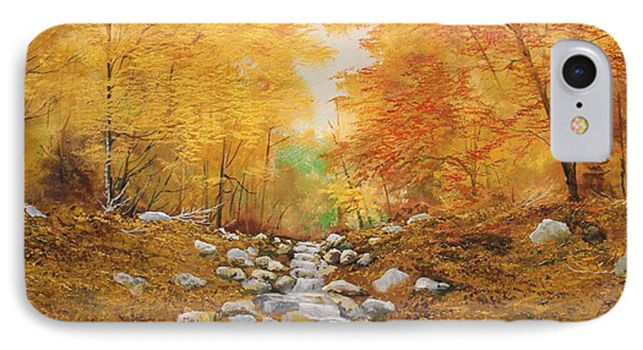 Autumn iPhone 7 Case featuring the painting Falling Water by Ken Ahlering