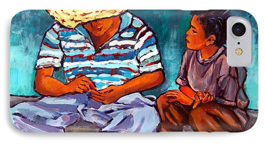 Acrylic iPhone 7 Case featuring the painting Father and son by Susan Santiago