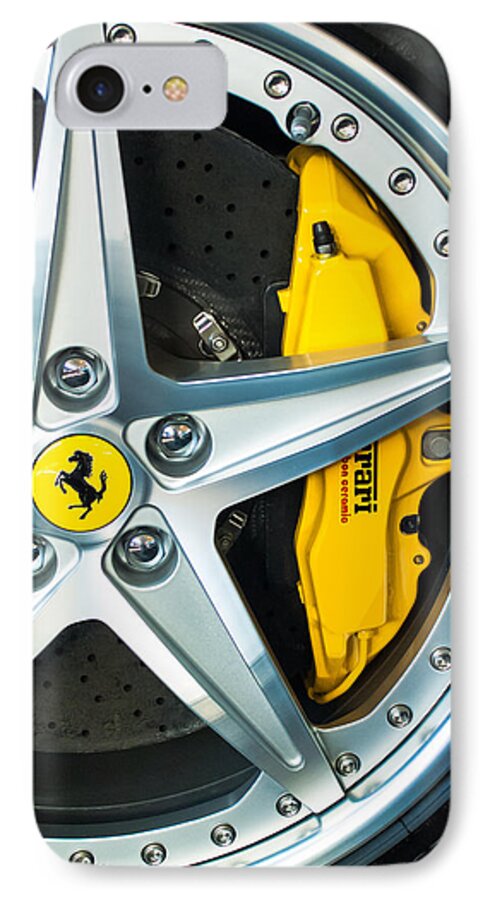 Ferrari iPhone 7 Case featuring the photograph Ferrari Wheel 3 by Jill Reger