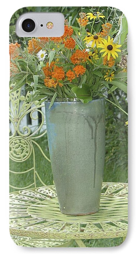 Flower Vase Picture iPhone 7 Case featuring the photograph Field flowers at the mill by Delona Seserman