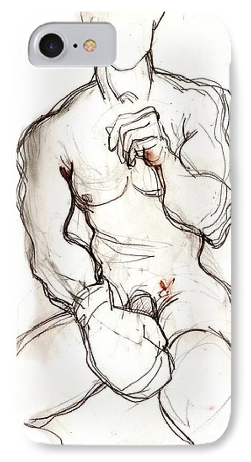 Boxer iPhone 7 Case featuring the drawing Fight Boy Getting Ready by Carolyn Weltman