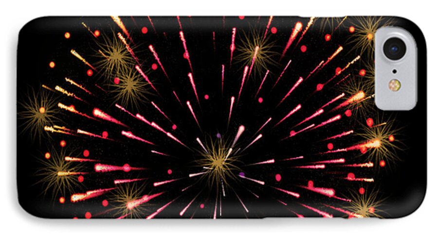 Fireworks iPhone 7 Case featuring the mixed media Fireworks 2 by Ben Yassa