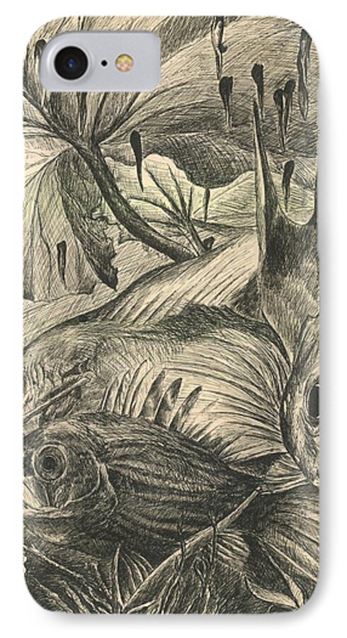 Fish iPhone 7 Case featuring the drawing Fish Haven by Richard Jules