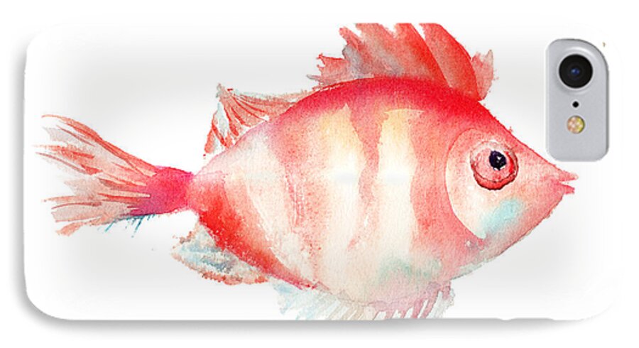 Cartoon iPhone 7 Case featuring the painting Fish by Regina Jershova
