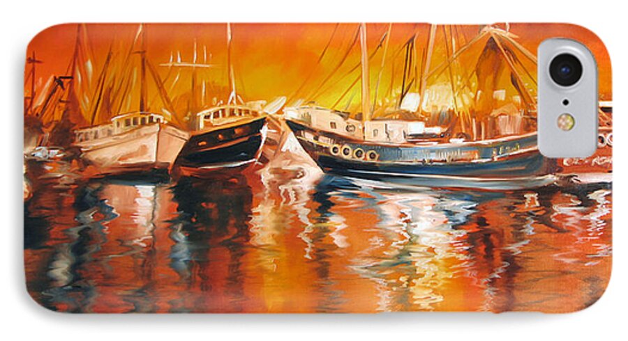 Louisiana iPhone 7 Case featuring the painting Fishing Boats at Dusk by Marcia Baldwin