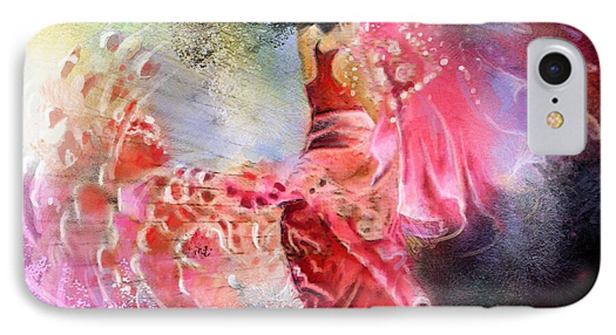 Flamenco Painting iPhone 7 Case featuring the painting Flamencoscape 13 by Miki De Goodaboom