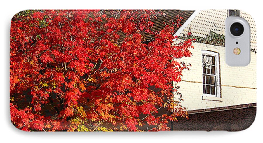Fall iPhone 7 Case featuring the photograph Flaming fall colours on farm house by Nina Silver