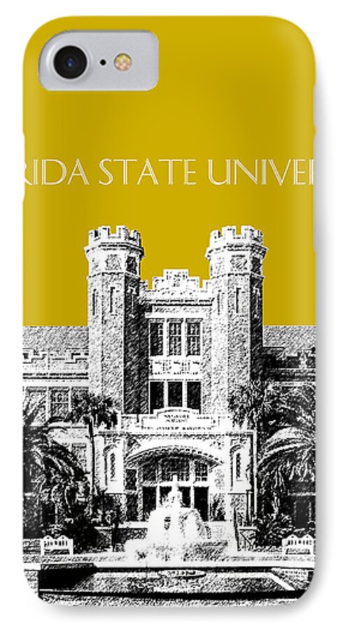 University iPhone 7 Case featuring the digital art Florida State University - Gold by DB Artist