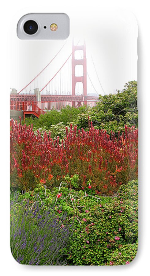Golden Gate Bridge iPhone 7 Case featuring the photograph Flower Garden at the Golden Gate Bridge by Connie Fox