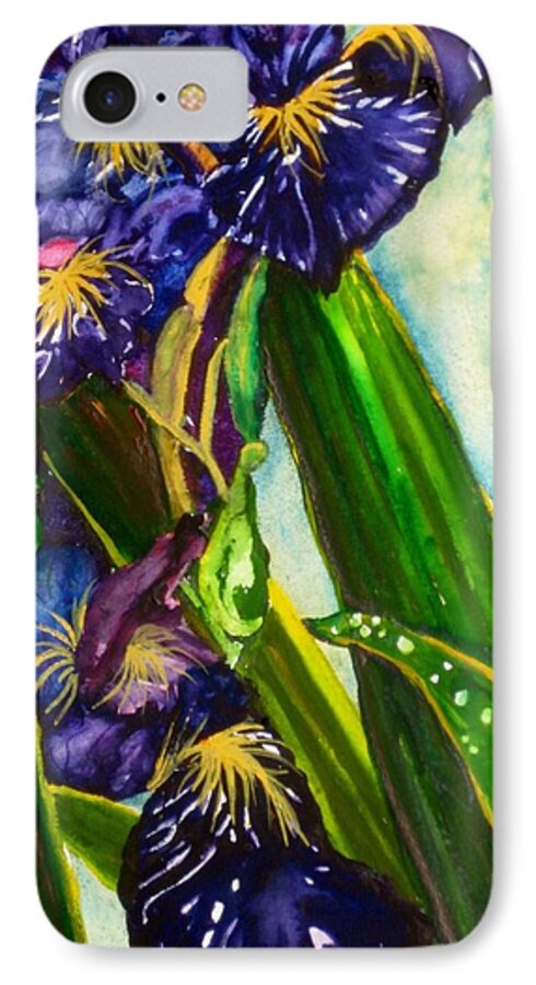 Iris Iris Painting iPhone 7 Case featuring the painting Flowers in Your Hair II by Lil Taylor