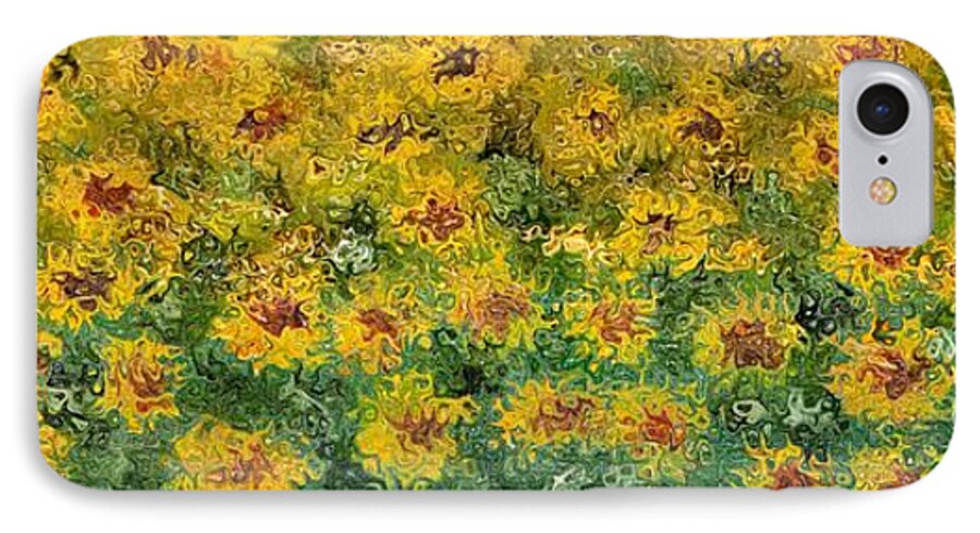 Abstract iPhone 7 Case featuring the painting Flowers by Loredana Messina