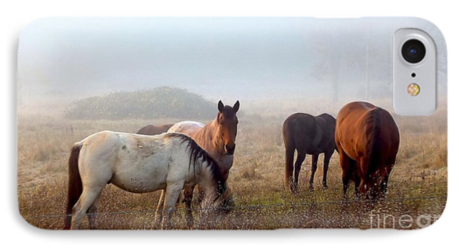 Landscape iPhone 7 Case featuring the photograph Fog Ponies by Julia Hassett
